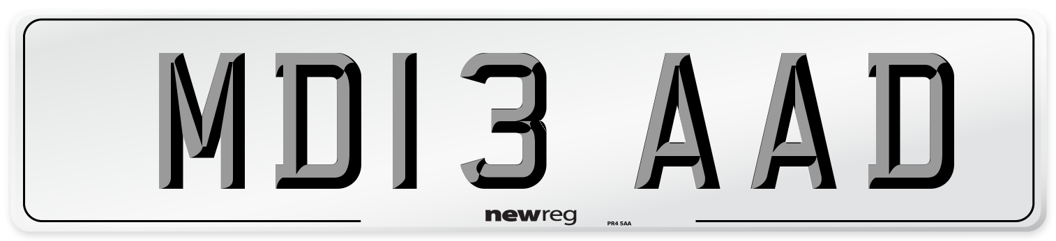 MD13 AAD Number Plate from New Reg